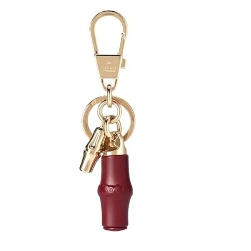 Gucci Bamboo Keychain Bordeaux Resin Gold‑Tone Hardware Logo Bag Charm 828187
